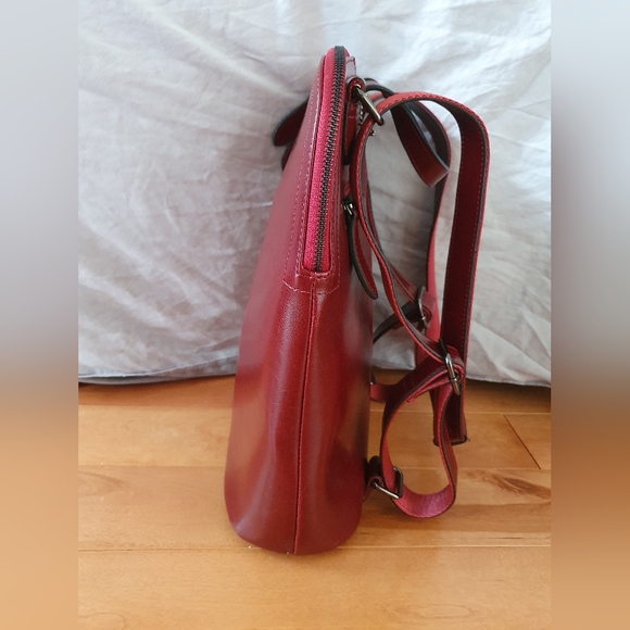 Heshe leather backpack - BURGUNDY - Picture 4 of 7